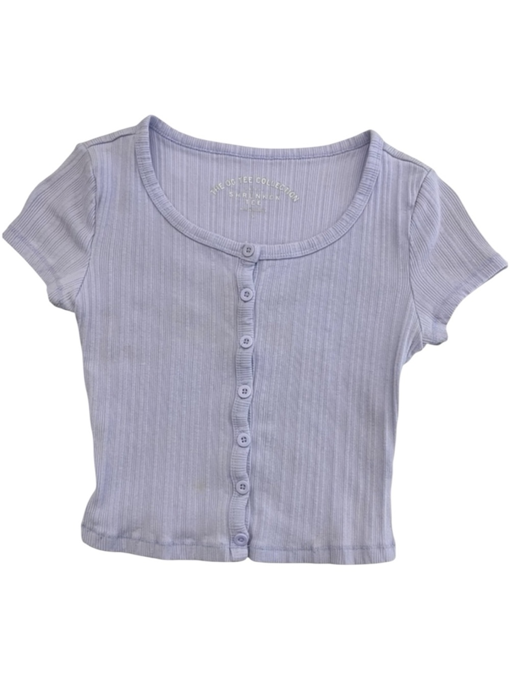 AERO OG Shrunken Tee Small Lavender Ribbed Fitted Crop Top Y2K